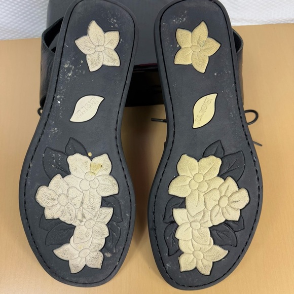 Born Womens Sandal Size 10 Black Leather Flat Ankle Lace Up Gladiator Open Toe - Picture 8 of 8